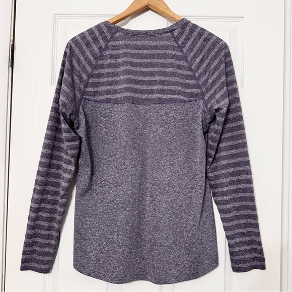 Avia Long Sleeve Performance Top With Thumbholes Purple Heather Stripes - Picture 6 of 10